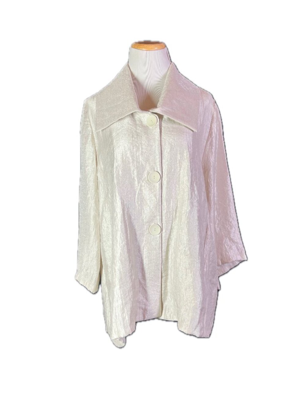 Damee Inc Size L Pearly Shimmer Jacket Button-Front Collared